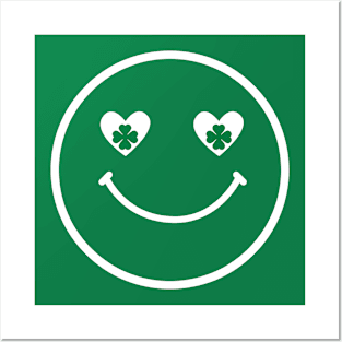 Smiley Face St Patricks Day Shamrocks Posters and Art